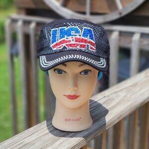 Ladies Black USA BLING Hat NEW